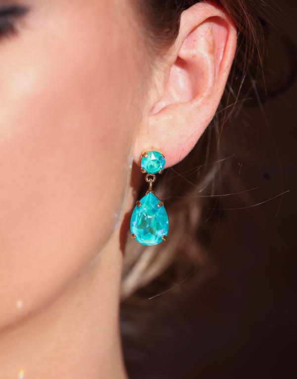 In Motion: Blue Pear Drop Swarovski Earrings