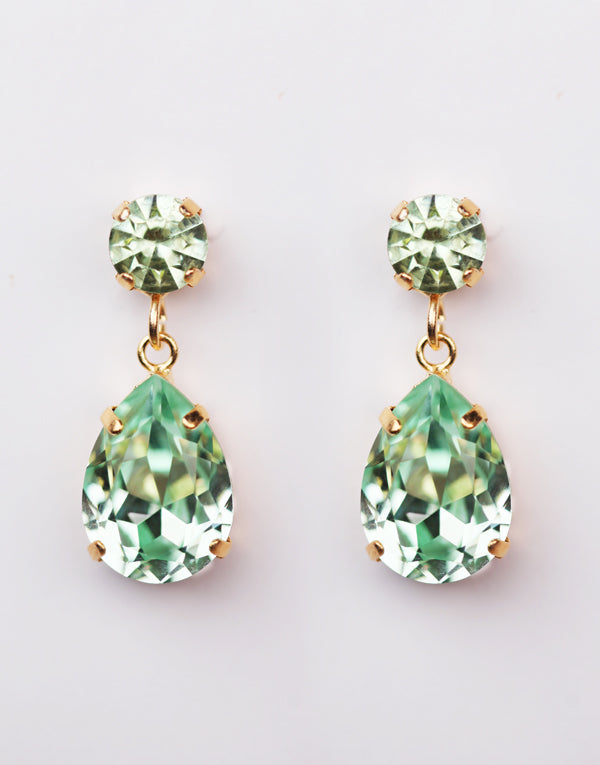 Apple Green Pear Drop Swarovski Earrings