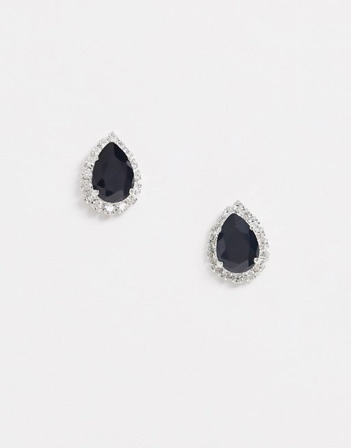 Black Pear Swarovski Studs