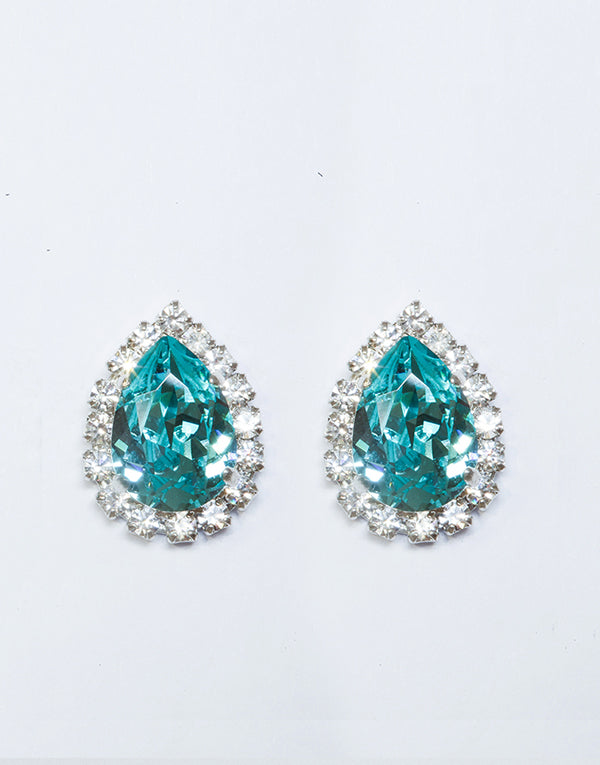 Turquoise Swarovski Pear Studs