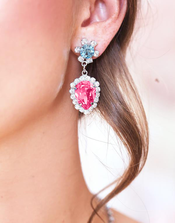 Clara Pink & Blue Swarovski Earrings