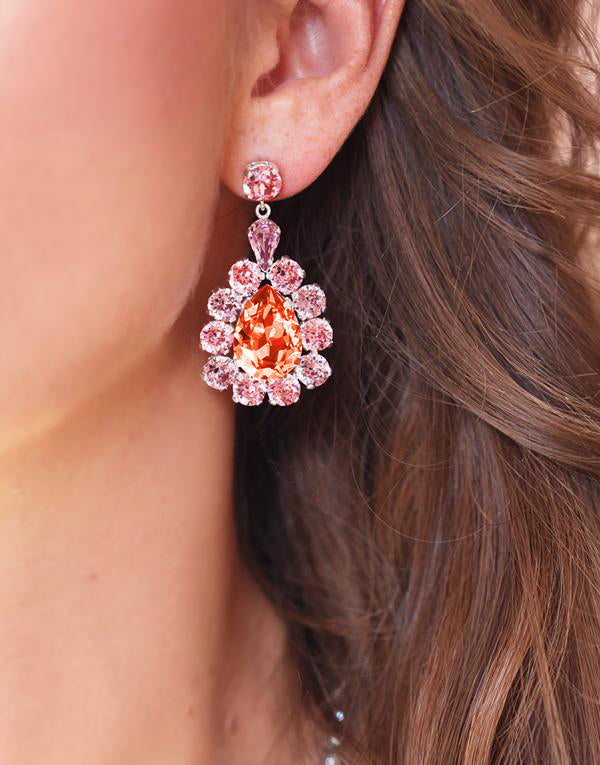 Gillian Pink & Orange Swarovski Earrings