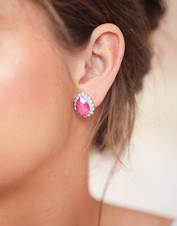 Pink Pear Swarovski Studs