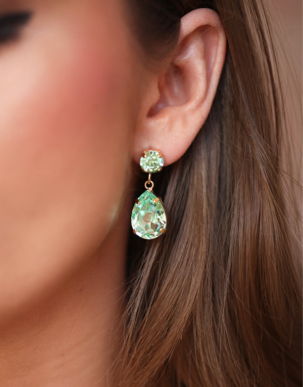 Apple Green Pear Drop Swarovski Earrings