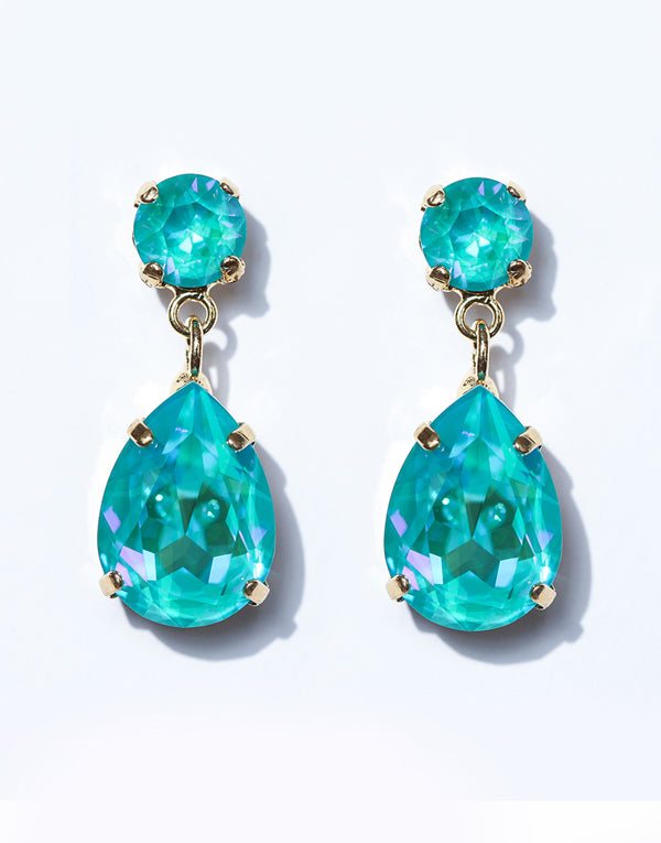 Classic Bright Blue Pear Drop Swarovski Earrings