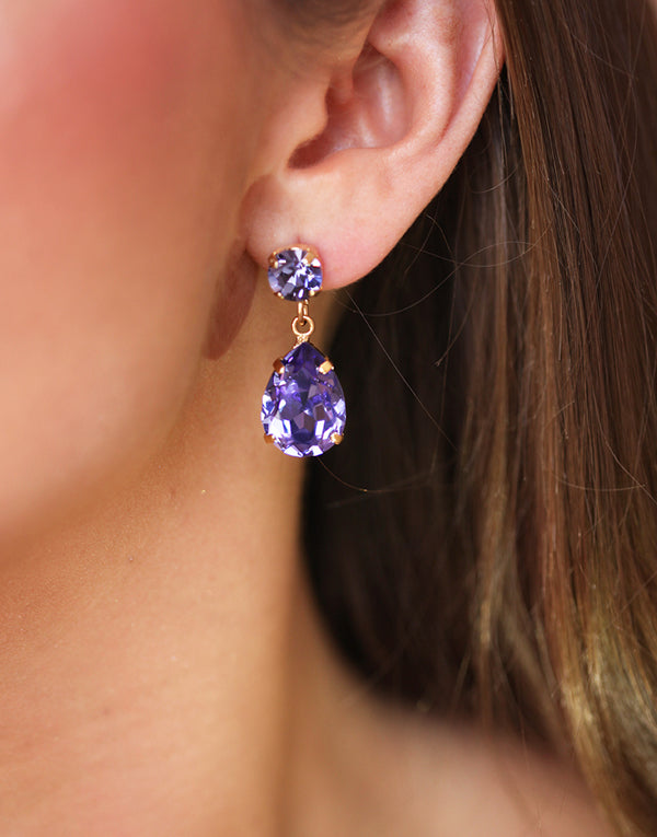 Indigo Pear Drop Swarovski Earrings