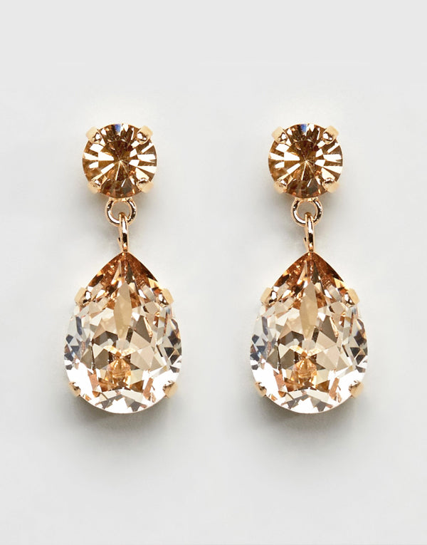 Gold Pear Drop Swarovski Earrings