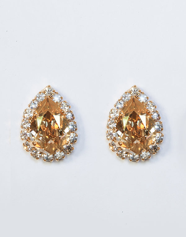 Gold Swarovski Pear Studs