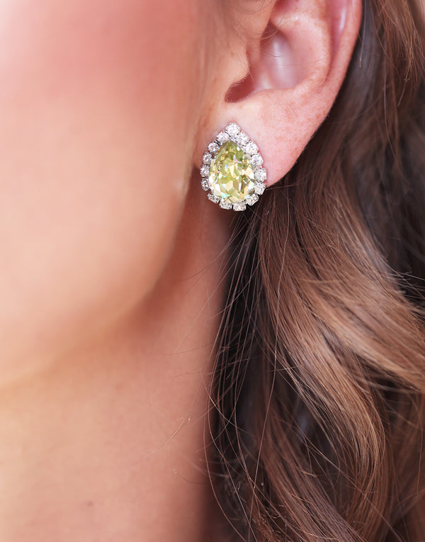 Light Green Pear Swarovski Studs