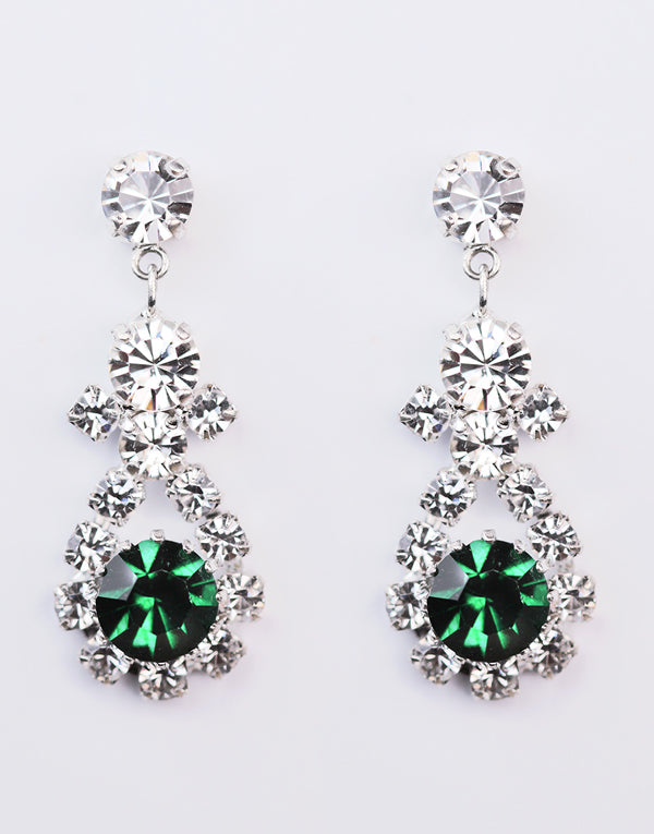 Olivia Green Swarovski Drop Earrings