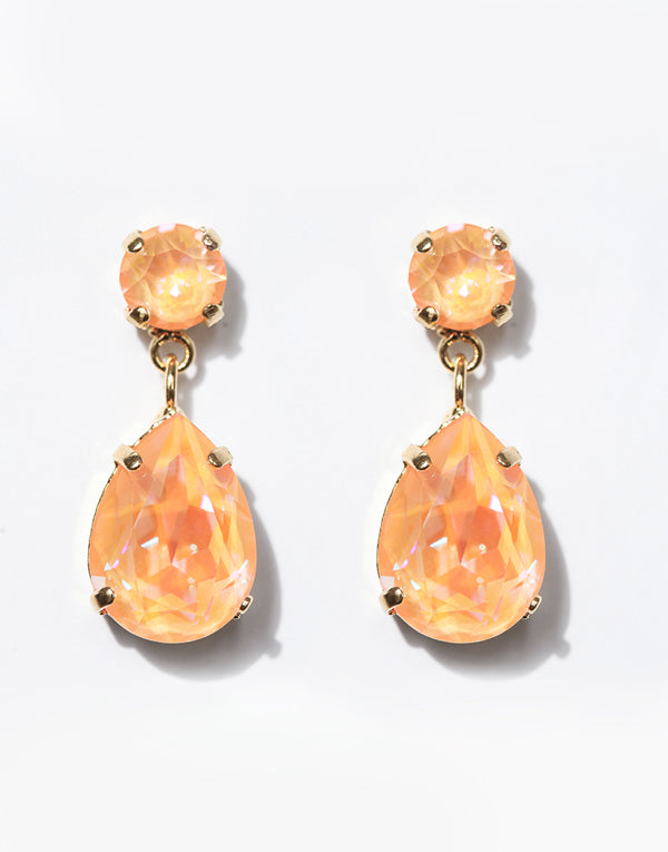 Classic Peach Pear Drop Swarovski Earrings