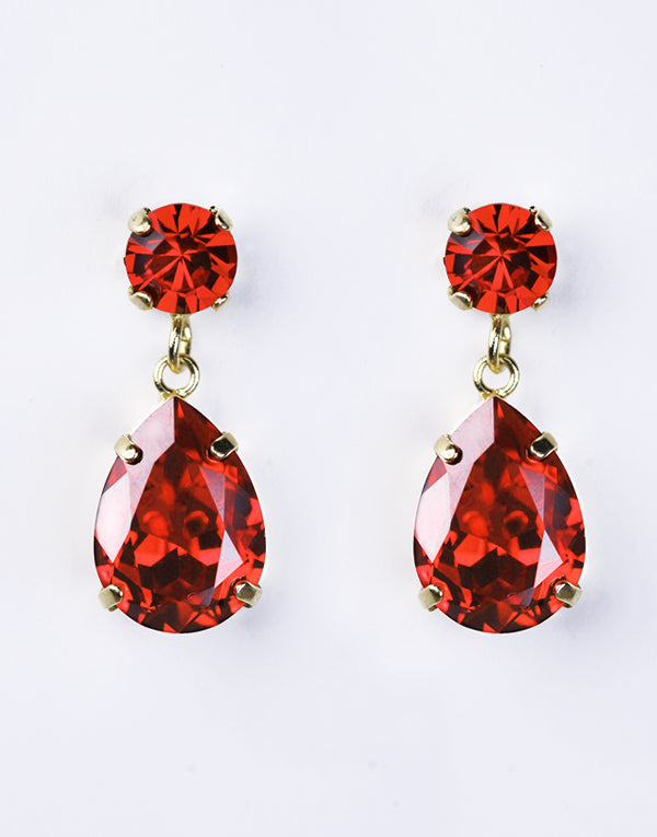 Red Pear Drop Swarovski Earrings